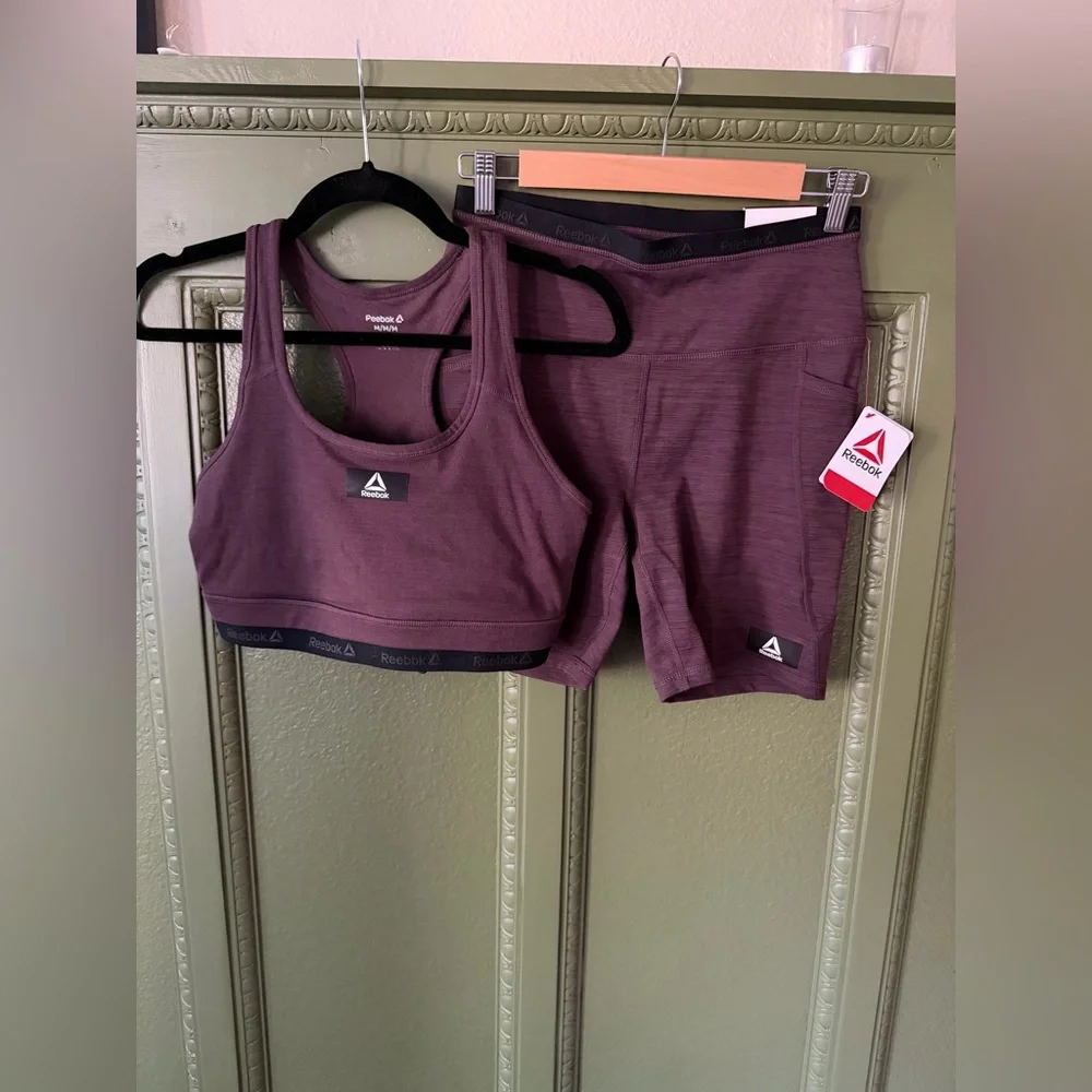 Reebok Women's Plum Sports Bra and Shorts Set - Picture 1 of 4